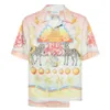 Mäns casual skjortor casablanca 23SS Crayon Colored Designer Men Beach Shirt uni Twill Silk Short Sleeve Summer S Casablanc Drop Delive Dhlqx