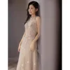 Ethnic Clothing Sparkly Champagne Sequins Evening Dress For Women Elegant Beading Tassels Prom Party Gown Floor Length