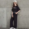 Clothing Sets 2023 Fashion Summer Kids 5 6 7 8 9 10 11 12 Years Old loose New Girls Clothing Set Sweatshirt Tshirt Vest Wideleg Pants x0803