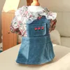 Hondenkleding Pet Kleding Lente Zomer Bloemen Denim Jurk Prinses Puppy Leuke Rok Casual Tutu Jas Voor Kleine Apparels