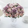 Flores decorativas grande rosa de seda artificial para guirlanda de natal arranjo floral para casamento adereços decoração de alta qualidade