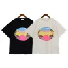 T-shirts pour hommes Printemps / Été Rhude Nouveau T-shirt Tendance américaine pour hommes Oversize Anime Lettre de dessin animé Imprimer Demi-Couple Manches courtes