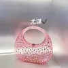 Glänsande ogenomskinlig transparent akrylgås ägglåda på väskan på kvällen Bankettuppsättning med diamanter Rhinestones Crescent Moon Hand Bag 230804