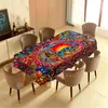 テーブルクロス伝統的で革新フイコルのフォークアート神秘的なビジョン長方形のテーブルクロスの鮮やかな色のイメージ