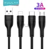 Laddare/kablar Kuulaa USB Type C Cable Charger Cable för iPhone 12 11 Xiaomi Redmi Note 10 Pro Huawei Cord Micro Fast Charging Cable Data Wire X0804