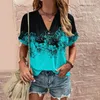 T-shirt da donna Camicetta da donna Camicia da fine settimana per le vacanze Vestibilità aderente Stampa retrò Scollo a V Manica corta Sottoveste Pullover Tshirt Top Taglie forti