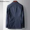 Men's Suits Blazers Brand Light Luxury Business Casual Blazers For Men Spring Autumn Young Denim Color Open Line Suit Jacket Men's Clothing 230804