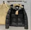 Roupas femininas de grife para baixo Parkas bordadas com gola alta e letras emendadas brilhantes e curtas para jaqueta de inverno