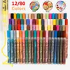 Marqueurs Peinture Marqueurs Stylos Acrylique 12/80 Couleurs 0.7MM 2.0MM Pointe pour Roches Pierre Céramique Verre Bois Peinture Enfants Adultes Art Fournitures 230803