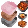 Bakning formar Airfryer Silicone Basket Square Tray för Easy Clean Dish Liner Pizza Plate Grill Pan Mat Air Fryer Accessories 230803