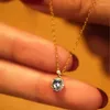 Chains In Sea-Blue Gemstone Small High-level Diamond Pendant Fashion Shiny Necklace Clavicle Chain Engagement Jewelry Gift