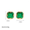 Stud Earrings Minar Retro Clear Green Color Resin Square For Women 18K Real Gold Plated Brass Button Statement Earring Jewelry