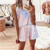 Women's Sleepwear See Women Casual Comfy Pajamas Set 2023 Summer Button Detail Tank Shorts Sets Tie Dye Homewear Loungewear