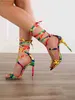 Klänningskor Aphixta Summer Ribbon Slim High Heels Sandals Women's Fashion Pump Cool Leather Stripe Fötter Band officiella skor Z230804