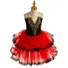 Scene Wear Red Spainish Dress Ballet Tutu Romantic kjol för flickor Soft Tulle långa prestanda Kostymer