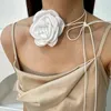 Ras du cou exagéré élégant grande fleur clavicule chaîne collier pour femmes Kpop Sexy romantique réglable corde Y2K accessoires