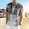 Men's Casual Shirts Vintage Shirt For Men Patch Pattern 3D Print Funny T Summer Short Sleeve Overisized Clothing Button Down Tops