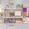 Andra skrivbordstillbehör Desktop Shelf Student Dormitory White Storage Office Cute Simple Stationery Arrangement Rack Multilayer Small 230804