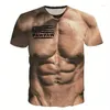 Men's T Shirts Fashion Funny Muscular Men T-Shirt 3D Printing Casual Round Neck Short Sleeve Oversized Quick Dry Clothing