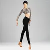 Stage Wear Latin Leggings Meisjes Zwart Salsa Kleding Trekkoord Tango Broek Ballroom Praktijk Samba Kostuum Moderne Broek DL9700