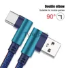 Chargeurs/câbles Câble micro USB 0,25 m 1 m 2 m Charge rapide Cordon en forme de L à 90 degrés pour iPhone Huawei P30 20 Pro Type C Charge de téléphone QC2.0 USB Cabo x0804