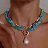 Collier ras du cou Boho grand pendentif en perles d'eau douce baroques Femme magnifique colliers Rafeale de luxe cadeau pour les femmes