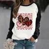 Felpe con cappuccio da donna con zip San Valentino Casual da donna a maniche lunghe Girocollo Pullover con stampa a lettera Felpe senza cappuccio Fit Over Women