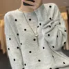 Kvinnors tröjor Autumn Winter Womens Sticked Polka Dot Sweater Korean Fashion O Neck Long Sleeve Wool Pullover Topps Female Cashmere Outfits