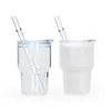 Sublimation Wholesale Frosted Blanks 3oz Mini Shot Clear Glass Tumbler with Straw and Lid 4.23