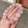 Strand Natural Stone Beads Pink Crystal Elastic Yoga Bracelets Charm Round Bead Bracelet Joias 6 8 10 12mm Para Presente Feminino