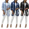 Women's Jackets Ripped Jeans Outerwear Sexy Women Elegant Casual Hollow Out Denim Coat Lady High Street Jacket