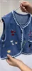 Kurtki marka dziewczyn kamizelka dżinsowa urocza koronkowa haft haft bawełniany kamizelka dziecięcy ubrania na odzież Osobrzanie