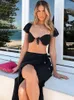 Arbeitskleider avrilyaan schwarz sexy sexy zweiteils set peop up top pelated Long Rock Frauen elegante Streetwaer Holiday Casual 2