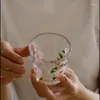 Kieliszki do wina Mały świeży japoński szklany szklany szklany okrągłe filiżanka Herbata Insipon Po południu na świeżym powietrzu
