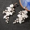 Dangle Earrings Freshwater Pearls Wedding Bridal White Porcelain Flower Women Drop Earring Handmade Jewelry