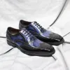 Oxfords da uomo in pelle verniciata di mucca, scarpe formali con punta alari, scarpe classiche da uomo fatte a mano con lacci, da ufficio, per feste di nozze