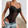 Women's Shapers Sexy Bodysuit Shapewear Deep V-Neck Body Shaper Thong Shapers Waist Trainer Women Adjustable Strap Padded Push Up Bra Corset Top 230804