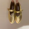 Nieuwe mode Luxe designer Uitsnijdingen Mesh ballet flats Gesp Jurk schoenen Platte sandaal Echt leer Ronde neus Dansschoenen Kantoor trouwschoenen HGG