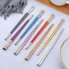 Bestek Sets 5Pairs Luxe Chinese Eetstokjes Rvs Herbruikbare Sushi Sticks Goud Met Geschenkdoos Metalen Voedsel 230804