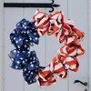 Dekorativa blommor faux säckväv självständighetsdagen Garland USA Memorial Wreath Door Christmas Timer för utanför