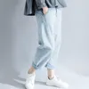 Jeans Feminino Padrão de Verão 2023 Cor Sólida Will Code Terno-vestido Aumenta Fertilizante Ampliar Gordura Mm Calça Fácil