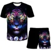 Kläder set sommarbarn kläder korta uppsättningar tiger djur sport kläder baby flicka pojke t-shirts 2 bit set barn till 14 år kläder R230805