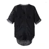 Женские блузки 2023 летние модные элегантные женские топы свободные чистого цвета черная шифоновая рубашка с коротким рукавом с короткими рукавами T290