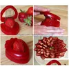 Fruits Légumes Outils Creative Stberry Slicer Sculpture Gâteau Décoratif Cutter Cuisine Gadget Accessoires Couteau Drop Delivery Accueil Gar Dhlqu