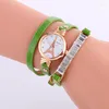 Wristwatches 100pcs/Lot Fashion Tower Tower Wrap on Lady Watch Elegance Quartz Rose Gold Case Wristwatch Wuster Weave Casual