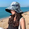 Chapéus de aba larga respirável chapéu balde leve reversível feminino proteção solar dobrável ideal para atividades de acampamento na praia