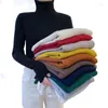Kvinnors tröjor 2023 Fashion Autumn Winter Turtleneck tröja Kvinnor Knitwear Pullover Casual Tops Ladies Elastic Skinny Bottom Shirt