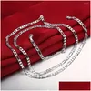 Headpieces Chains 8 Sizes Available Real 925 Sterling Sier 4Mm Figaro Chain Necklace Womens Mens Kids 40/45/50/60/75Cm Jewelry Kolye C Dhrso