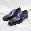 Oxfords da uomo in pelle verniciata di mucca, scarpe formali con punta alari, scarpe classiche da uomo fatte a mano con lacci, da ufficio, per feste di nozze