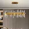 Lustres De Luxe Moderne Lustre En Cristal Pour Salle À Manger Salon Rectangle Accrocher Luminaire Or Décor À La Maison Led Lampe